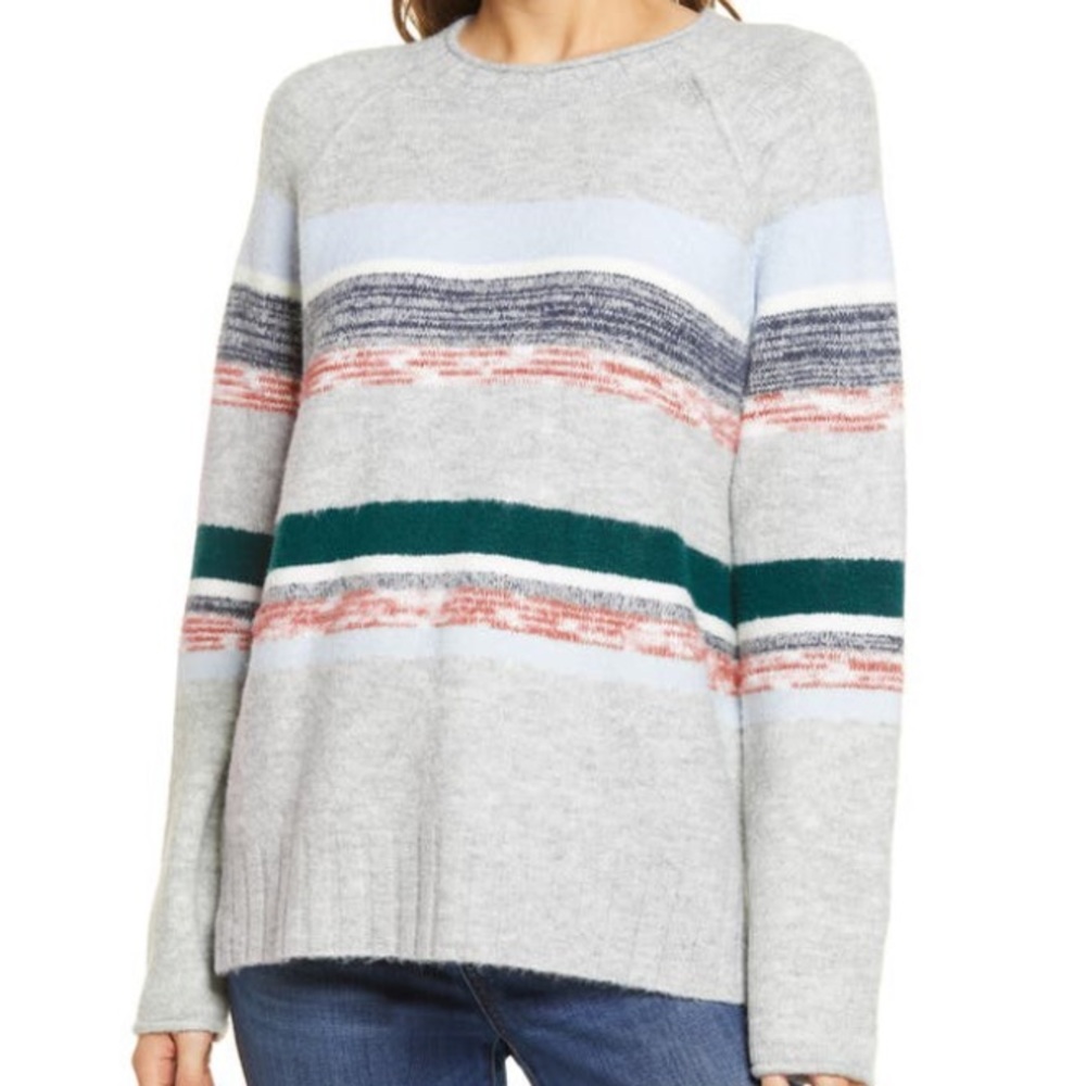 Caslon Cozy Mix Stripe Crewneck Sweater